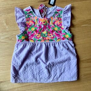 THML embroidered floral fields top, NWT, small